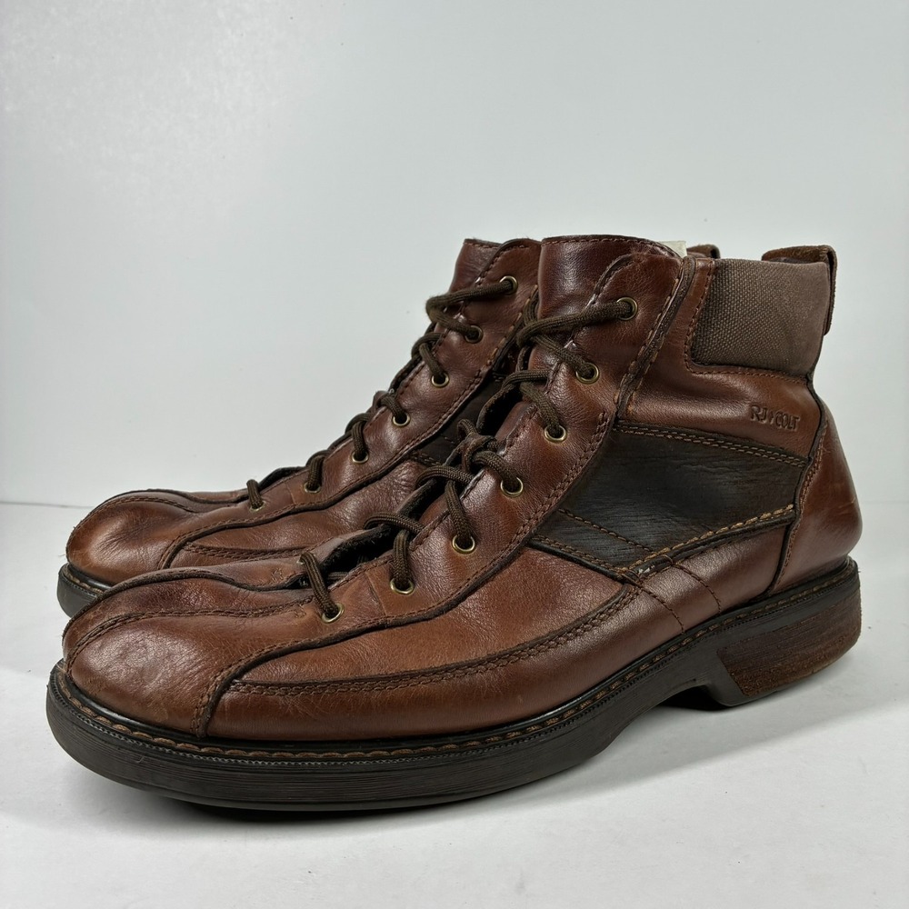 RJ Colt Vandy Men's US 11.5M Brown Leather Apron Toe Lace-Up Ankle Boots 27515